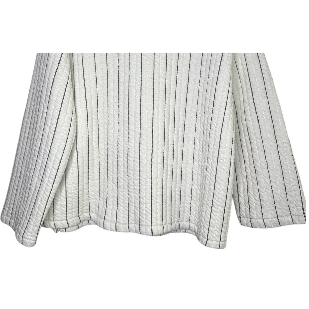 NWT Zara Boxy Oversized Striped Soft Quilted Long Sleeve Sweater  M White Black - Picture 7 of 16